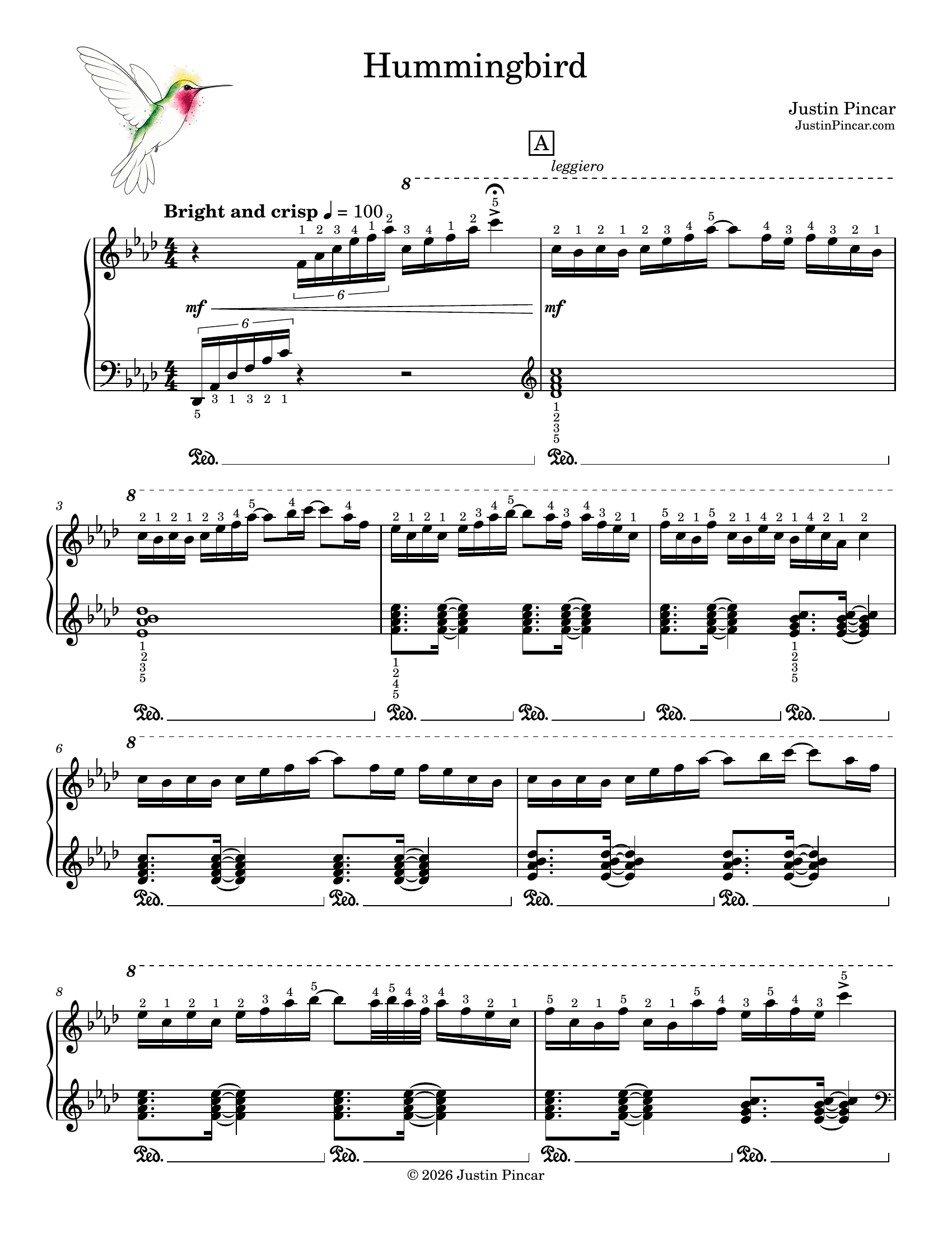Hummingbird, score page 1 of 5